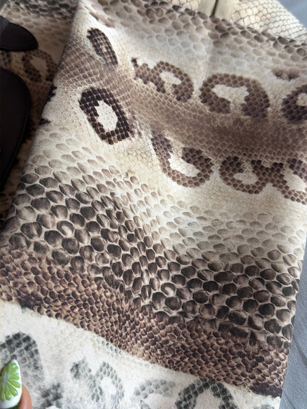 Longchamp Brown & Cream Python-Pattern Tote - Picture 5 of 10